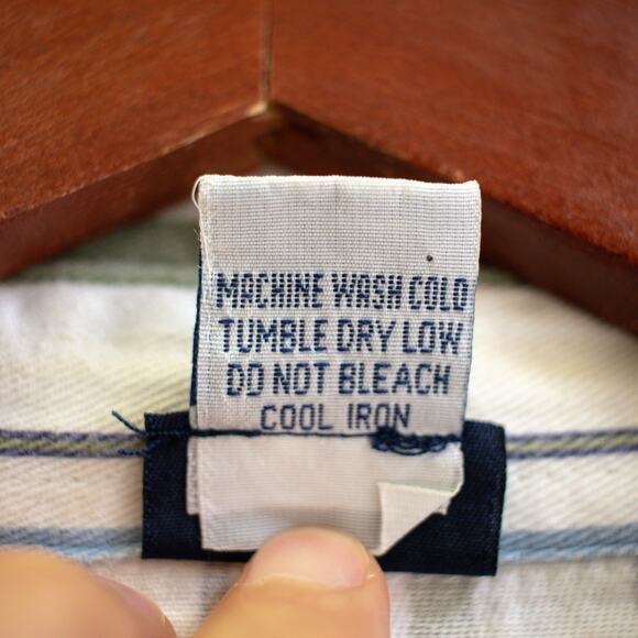 Honors Green and Blue Striped Sleeveless Denim Collar Button-up Plus Size 40/20W - Picture 5 of 6